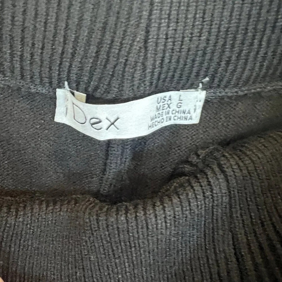 Dex Clothing NWT Black Ribbed Wide Leg Hi Rise Cropped Pants Heavy Knit Black L - Picture 4 of 11